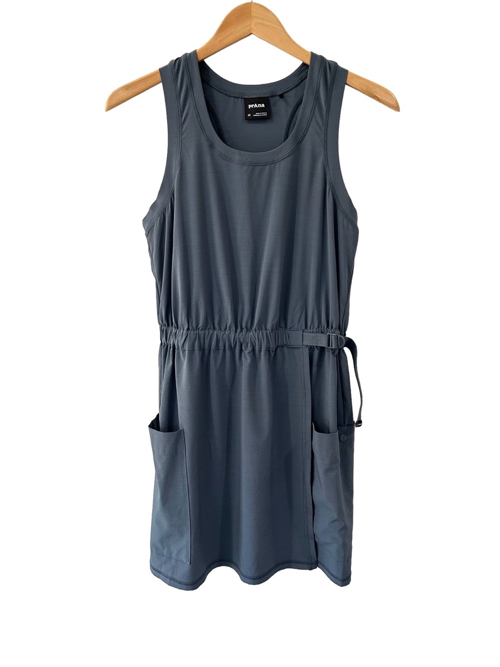 Prana Railay Pocket Dress XS Grey Faux Wrap Active racerback stretch outdoorsy